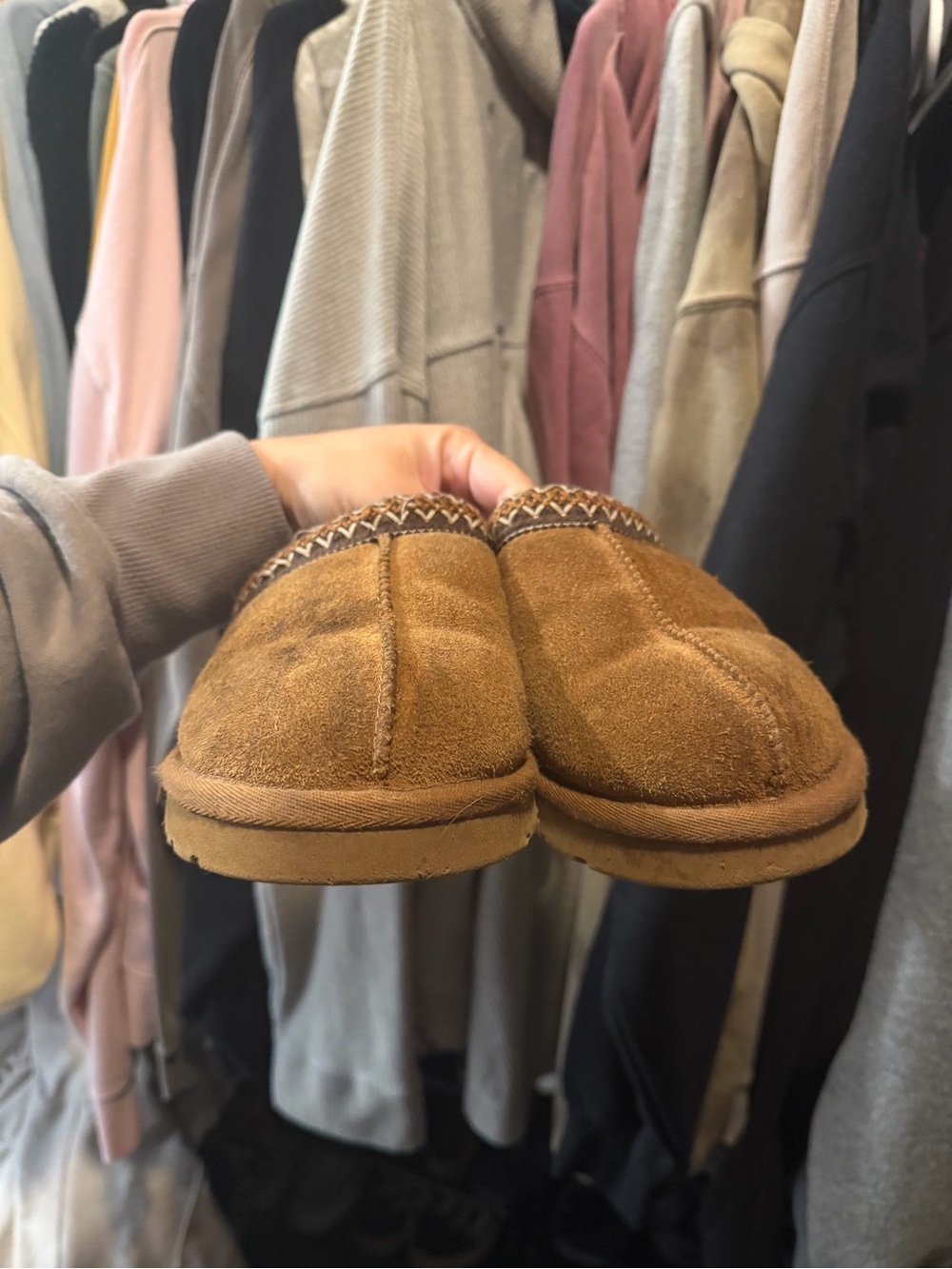UGG Chestnut Suede Slip-On Shearling Clog - Picture 3 of 6